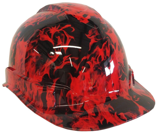 Hydro Dipped Hard Hat Ridgeline Cap Style Custom Red Flames