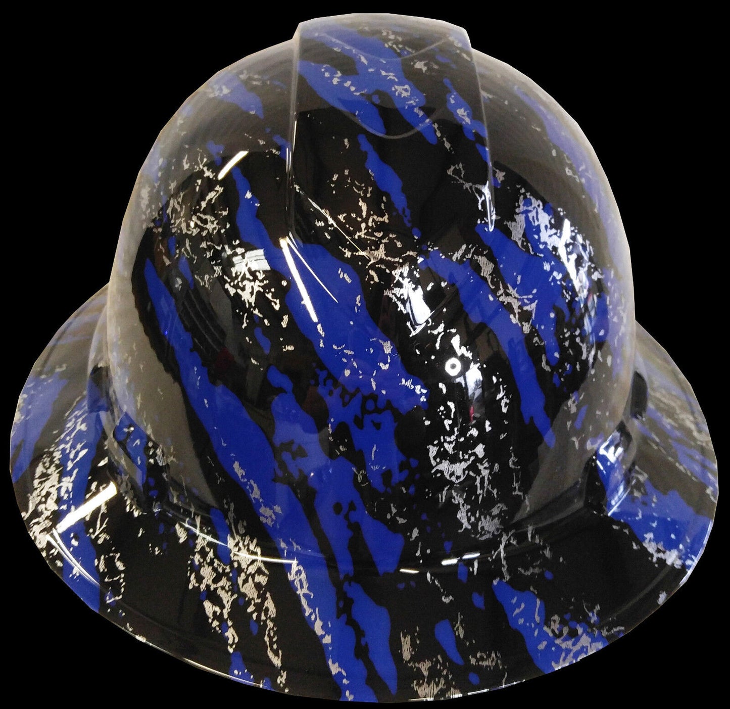 Hydro Dipped Hard Hat Full Brim High Gloss Blue Marble Splash 6 Point Harness