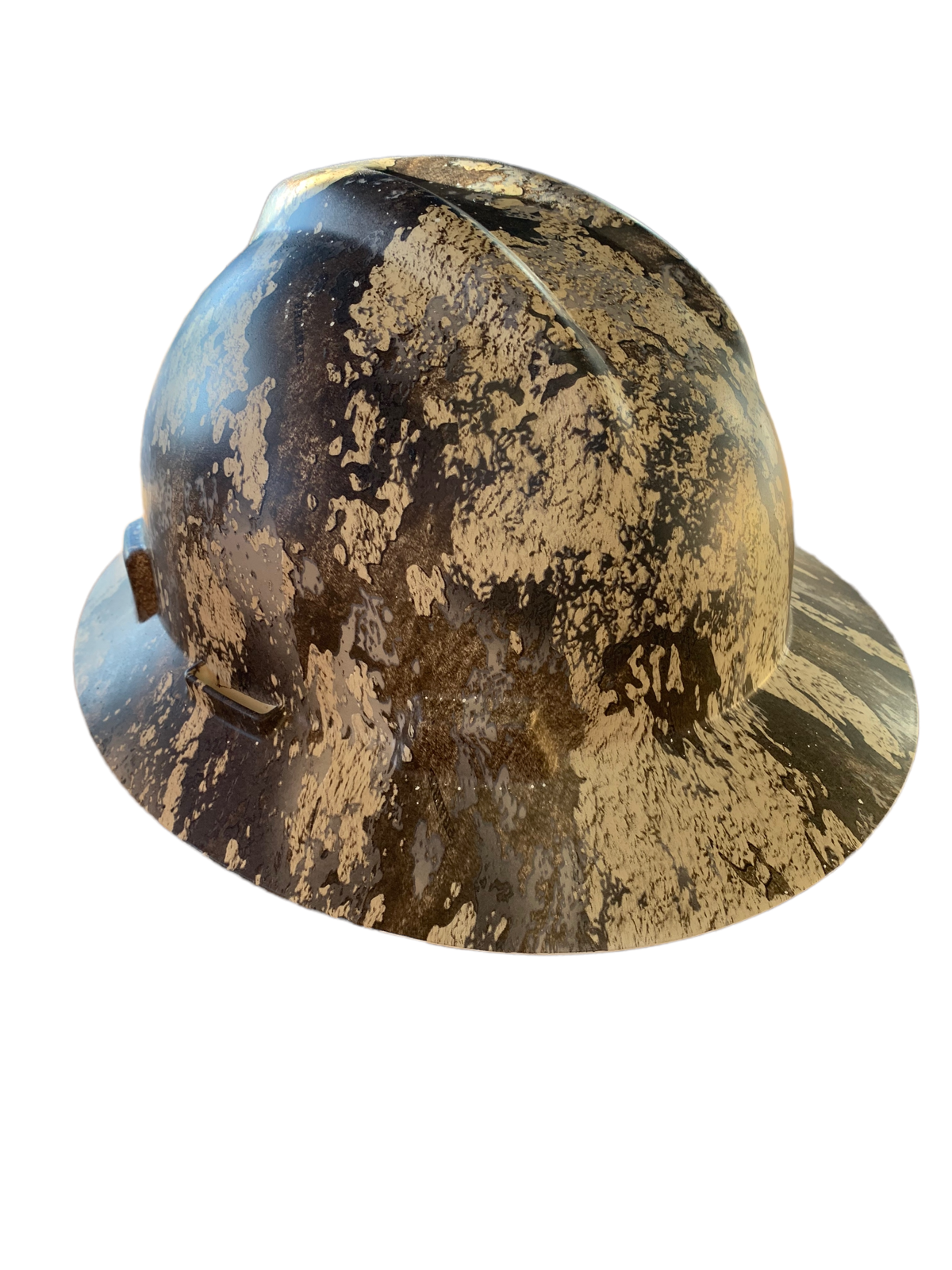 Custom Hard Hat Tan STA Prairie Camo Hydro Dipped Full Brim MSA V-Gard