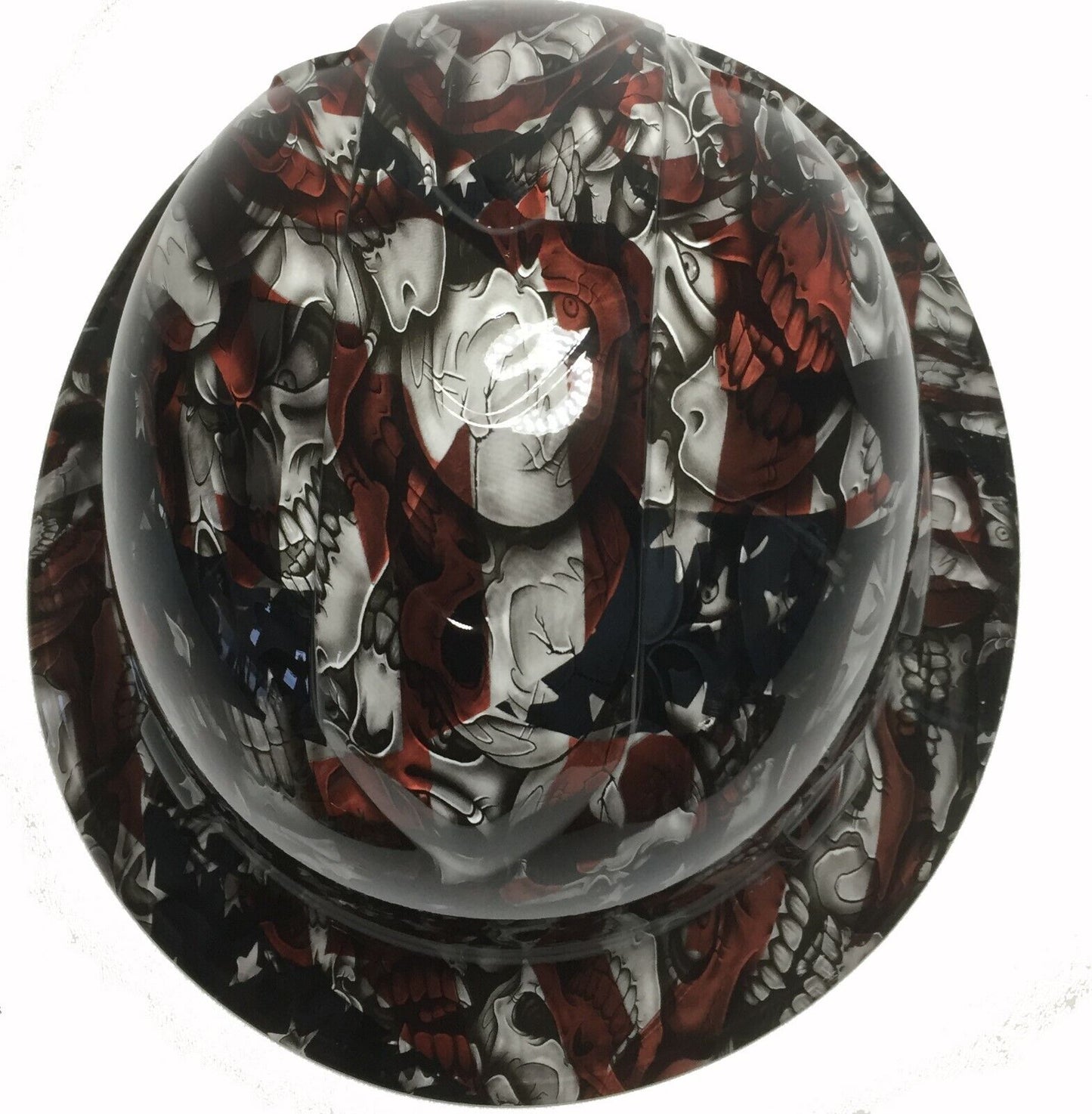 Hydro Dipped Custom Hard Hat Ridgeline Full Brim American Flag Insanity Skulls