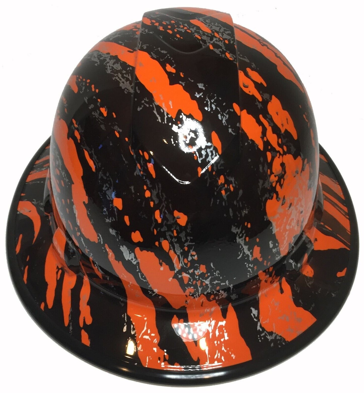 Hydro Dipped Hard Hat Ridgeline Full Brim Custom Orange Marble Splash