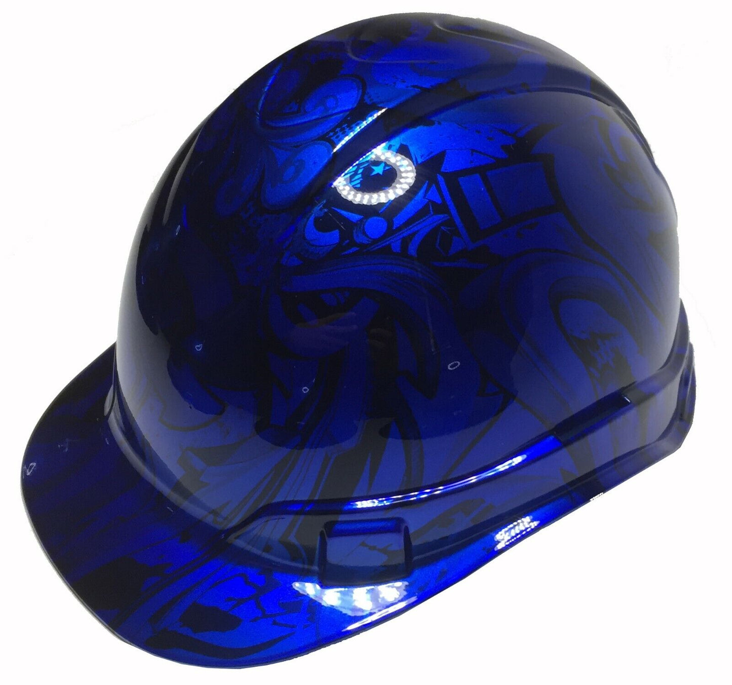 Custom Hydro Dipped Hard Hat Ridgeline Cap Style Kandy Blue Graffiti