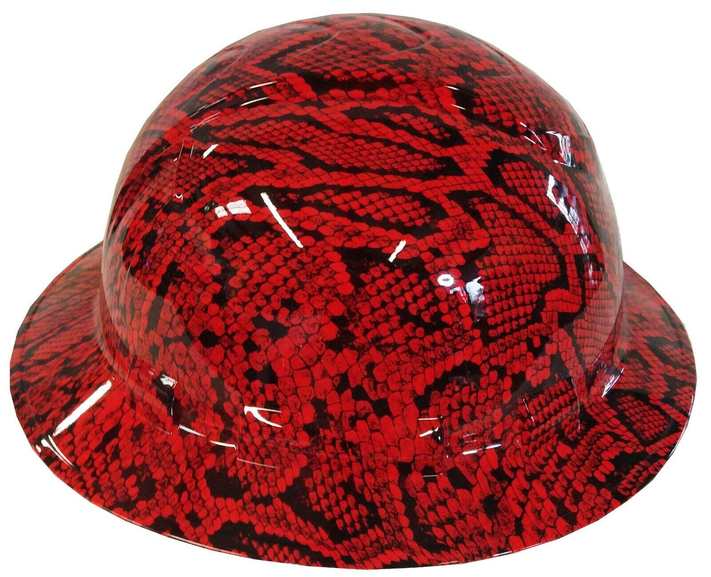 Hydro Dipped Hard Hat Ridgeline Full Brim Custom Red Snake Skin