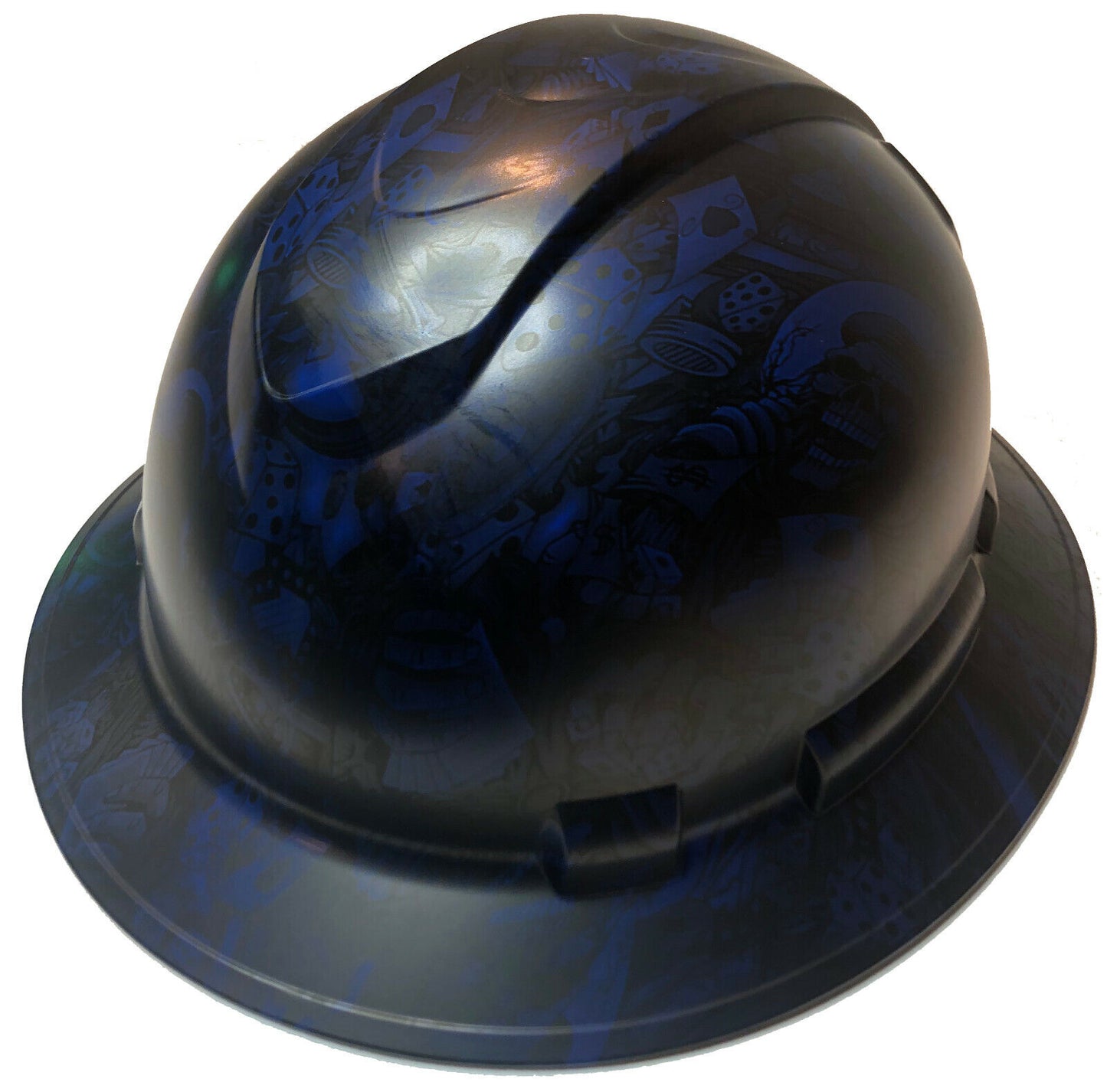 Custom Hydro Dipped Hard Hat Ridgeline Full Brim Blue Gambler