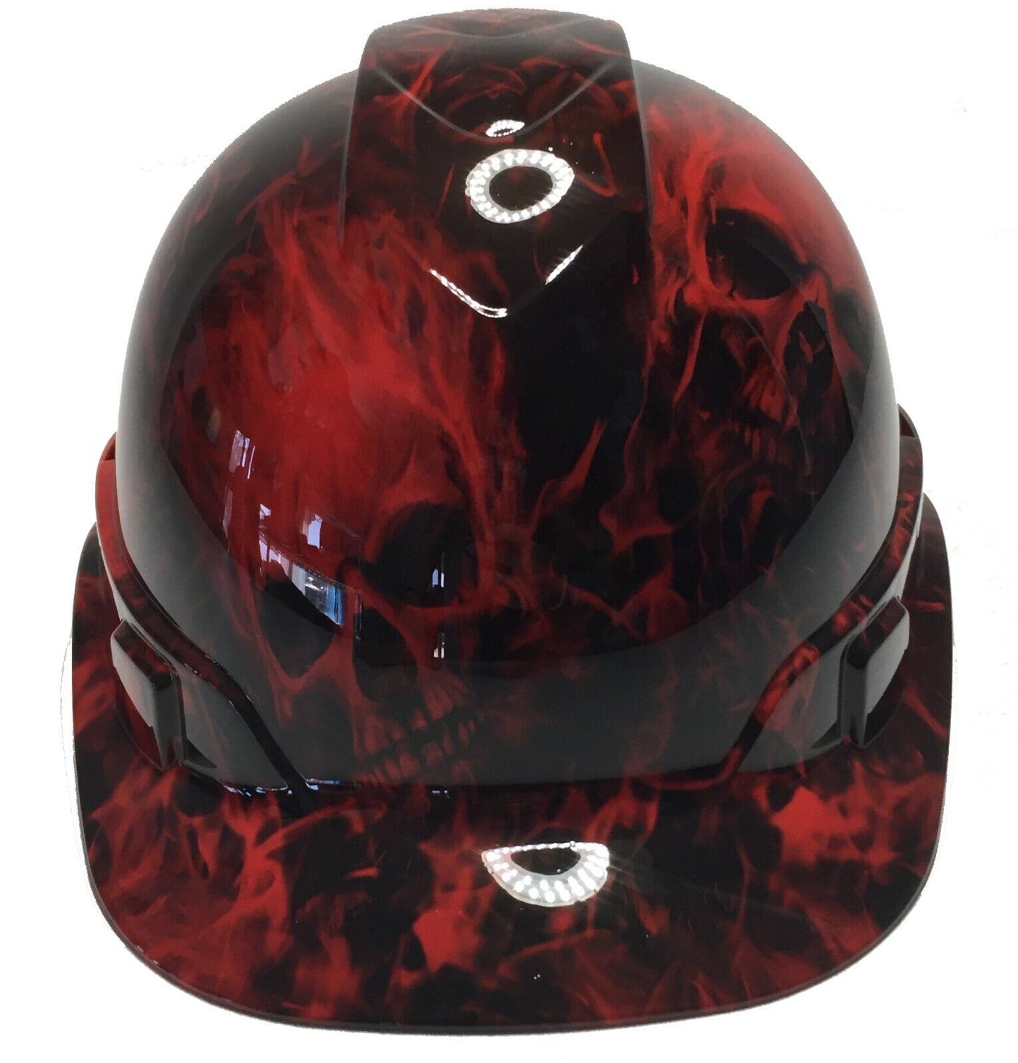 Hard Hat Ridgeline Hydro dipped Cap Style custom Red Flaming Skulls