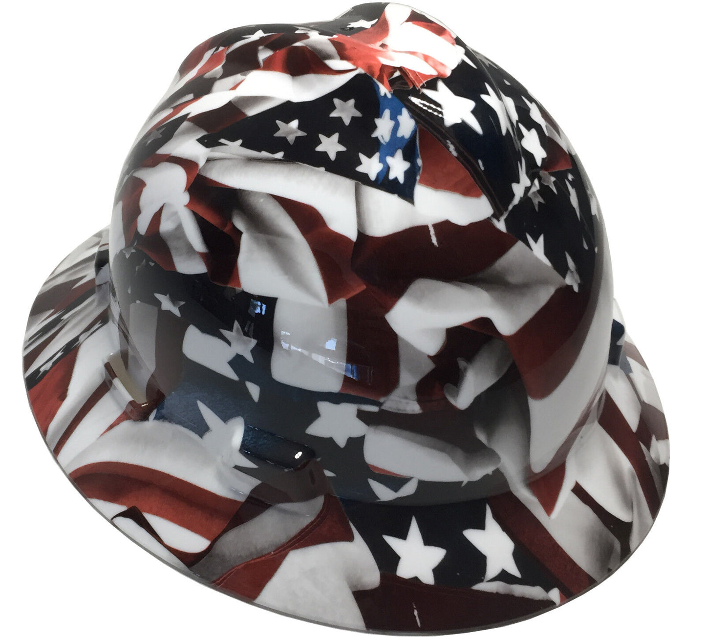 Hydro Dipped Hard Hat MSA Full Brim American Flags