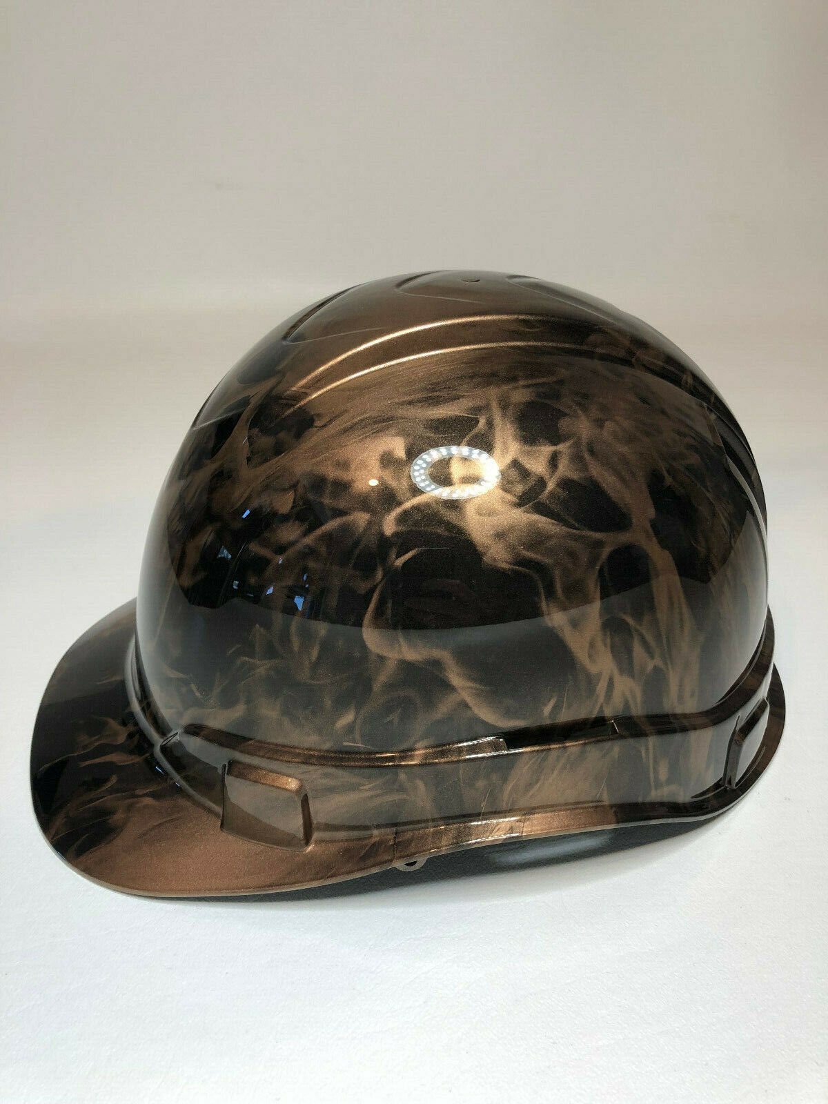 Hydro Dipped Custom Hard Hat Ridgeline Cap Style Copper Metallic Flaming Skulls