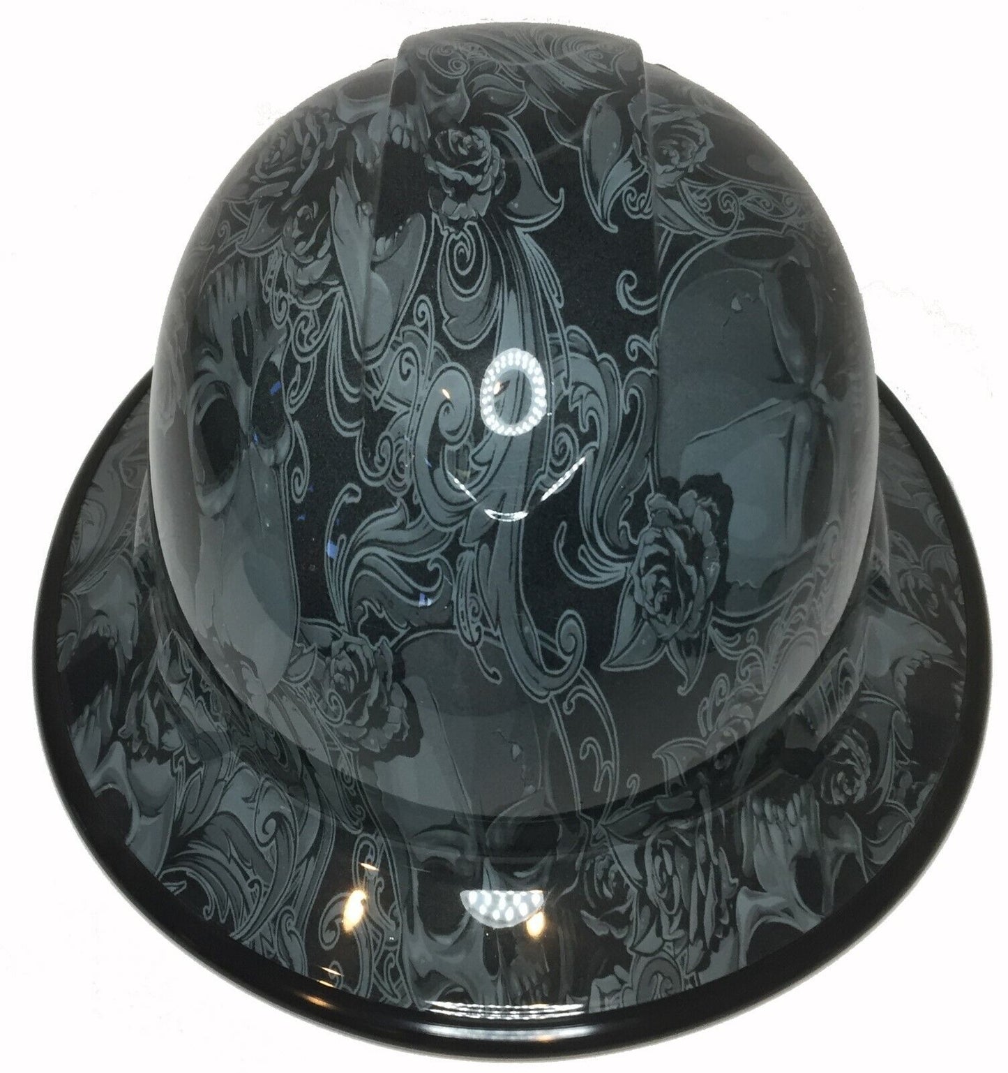 Hydro Dipped Hard Hat Ridgeline Full Brim Custom Slate Gray Filigree Skulls