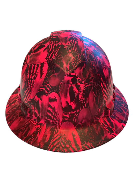 Hard Hat Ridgeline Full Brim Custom Hydro Dipped Hot Pink No Evil Skeletons