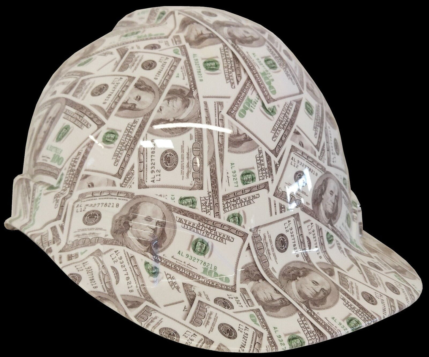 Hydro Dipped Hard Hat Ridgeline Cap Style Custom White 100 Bills