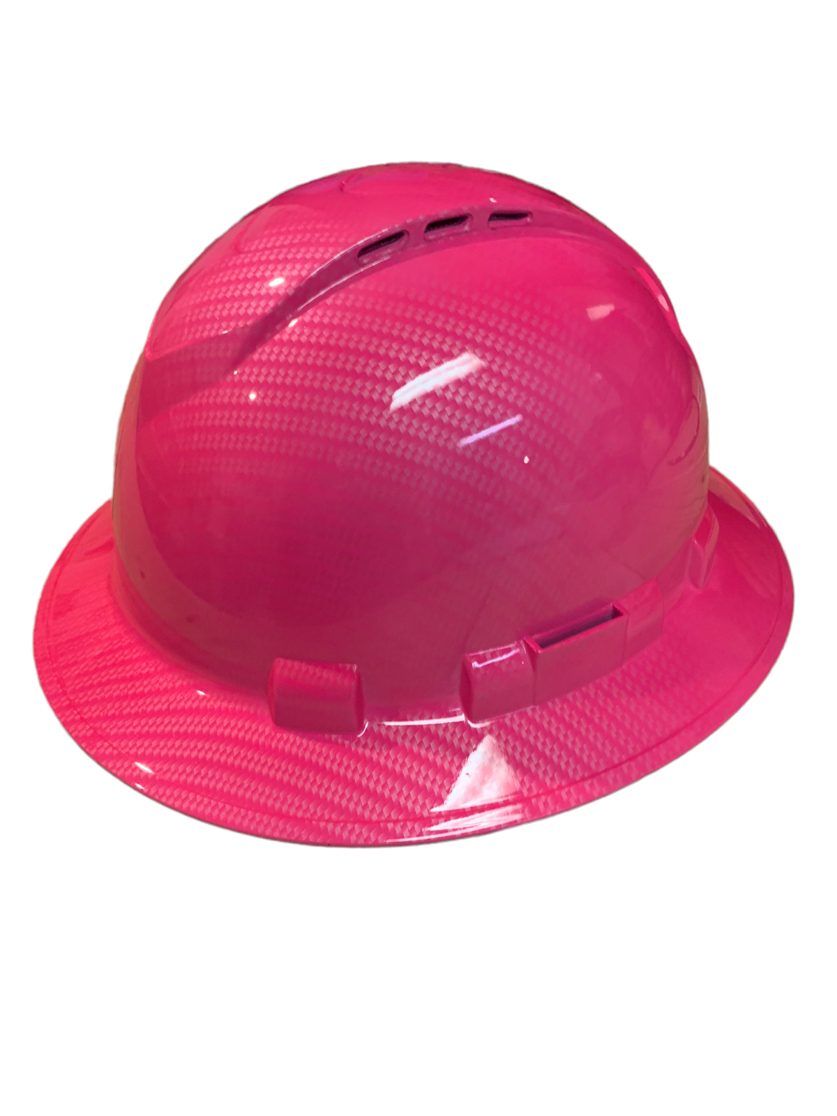 Custom Hard Hat Vented Hot Pink Carbon Fiber Hydro Dipped Full Brim Ridgeline