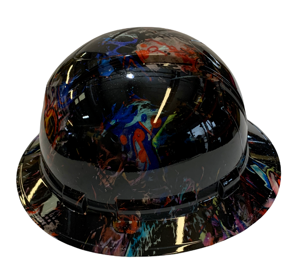 Hydro Dipped Hard Hat Ridgeline Full Brim Custom Colored Graffiti Flaming Skulls