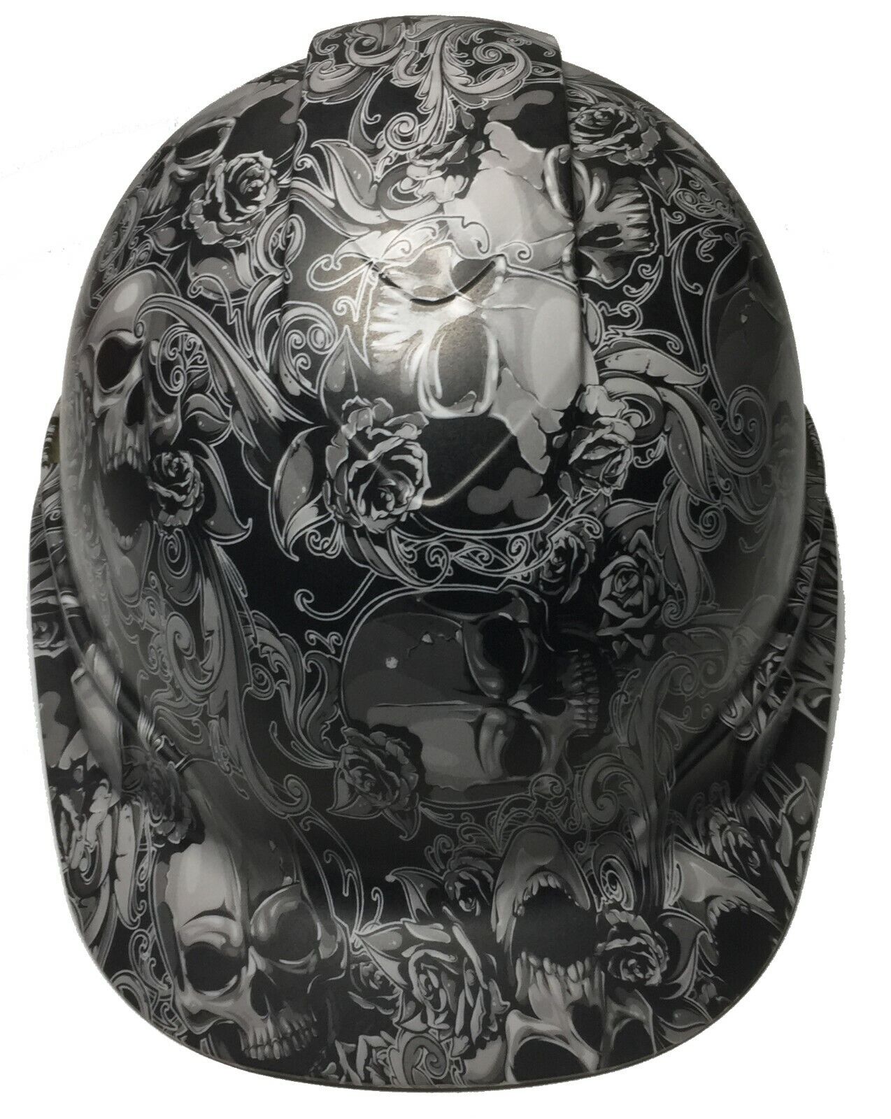 Hard Hat Ridgeline Cap Style Custom Light Gray Filigree Skulls