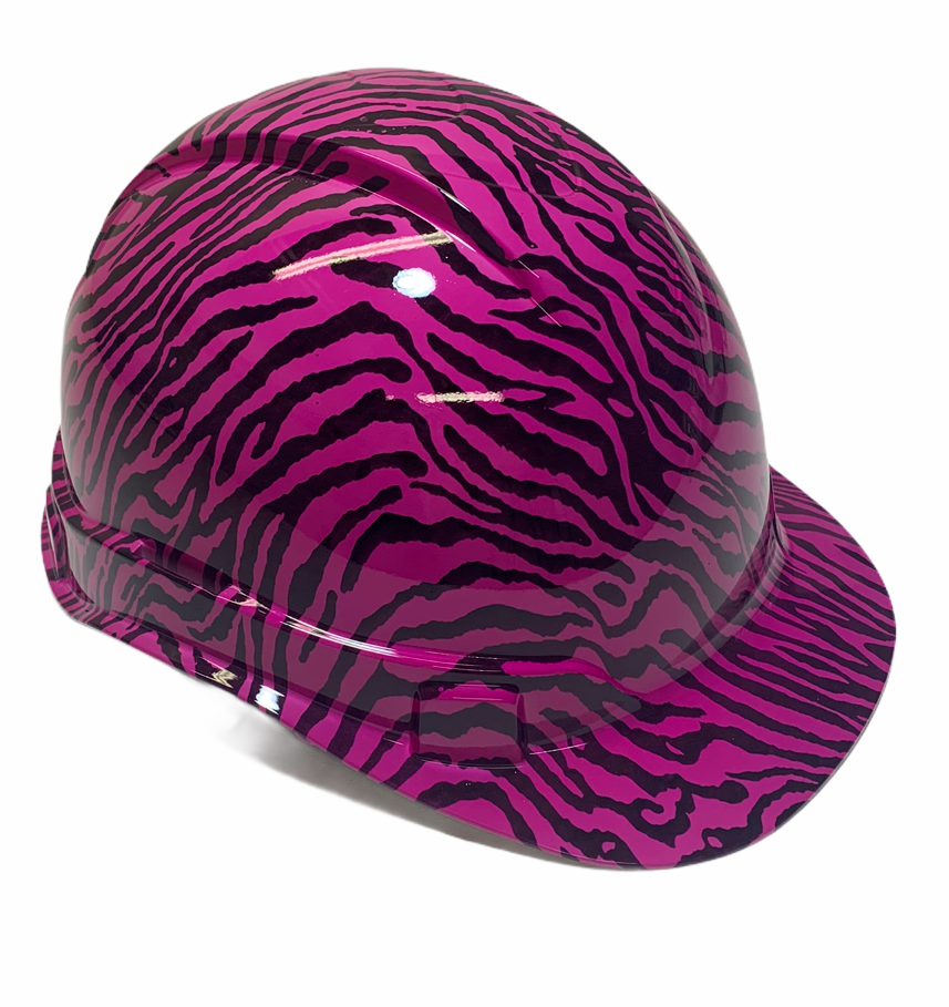 Hydro Dipped Custom Hard Hat Ridgeline Cap Style Pink Zebra