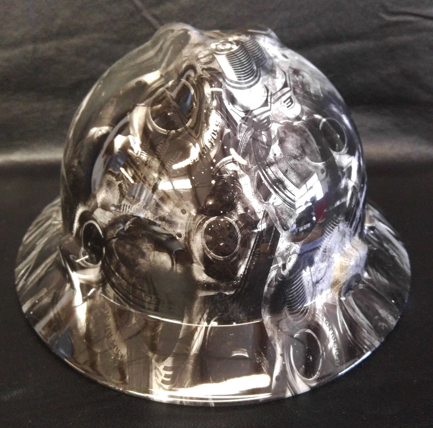 Hydro Dipped Hard Hat MSA Full Brim White Turbos & Pistons