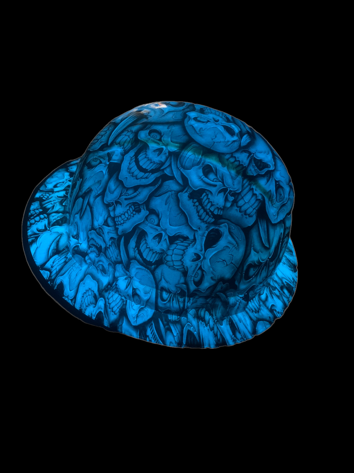 Hydro Dipped Hard Hat Custom Blue Glow in The Dark Insanity Skulls Full Brim Ridgeline