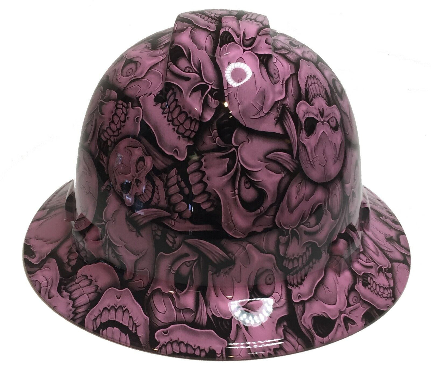 Hydro Dipped Hard Hat Ridgeline Full Brim Custom Light Pink Insanity Skulls