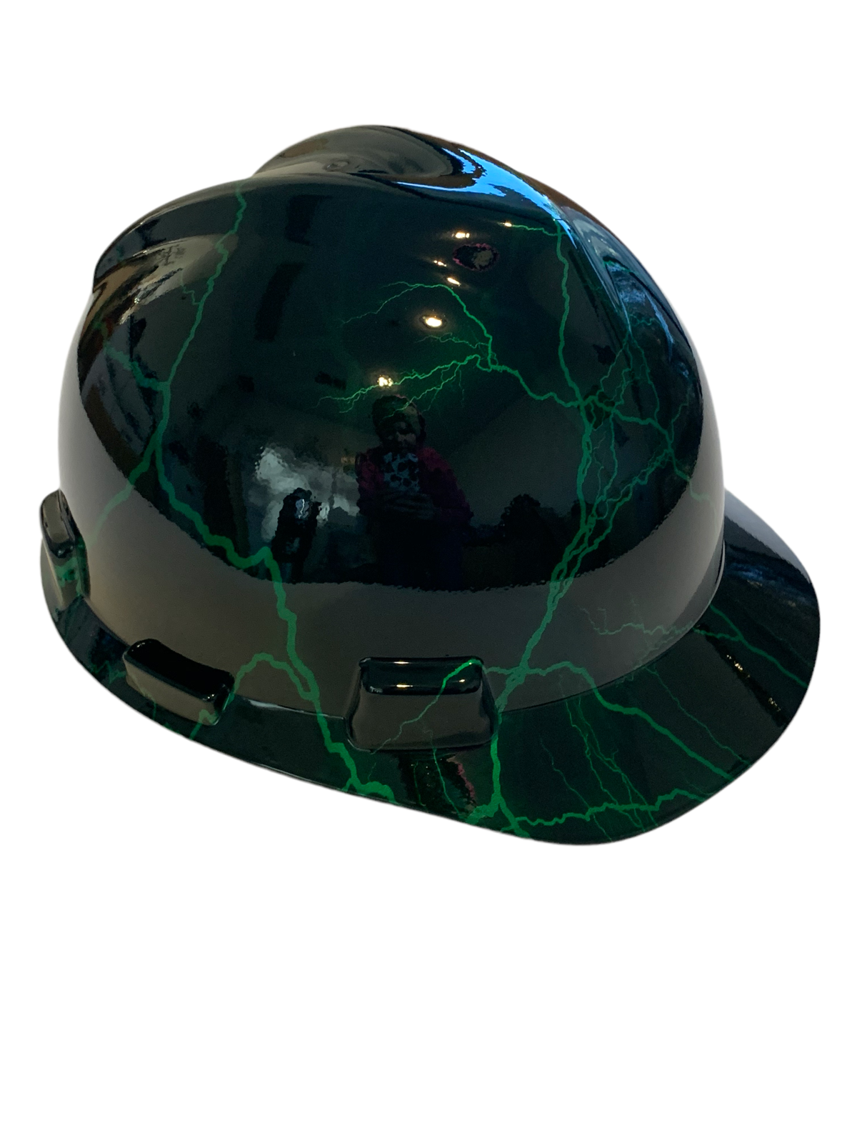 Hard Hat MSA V-Gard Cap Style Custom Hydro Dipped Kandy Green Lightning