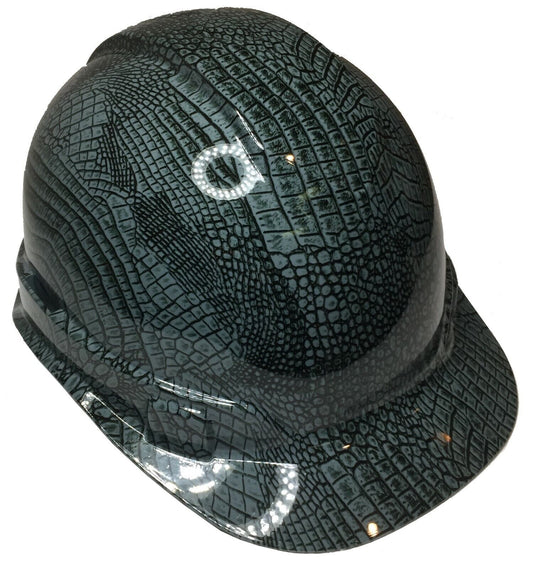 Hydro Dipped Hard Hat Ridgeline Cap Style Custom Slate Gray Gator Skin