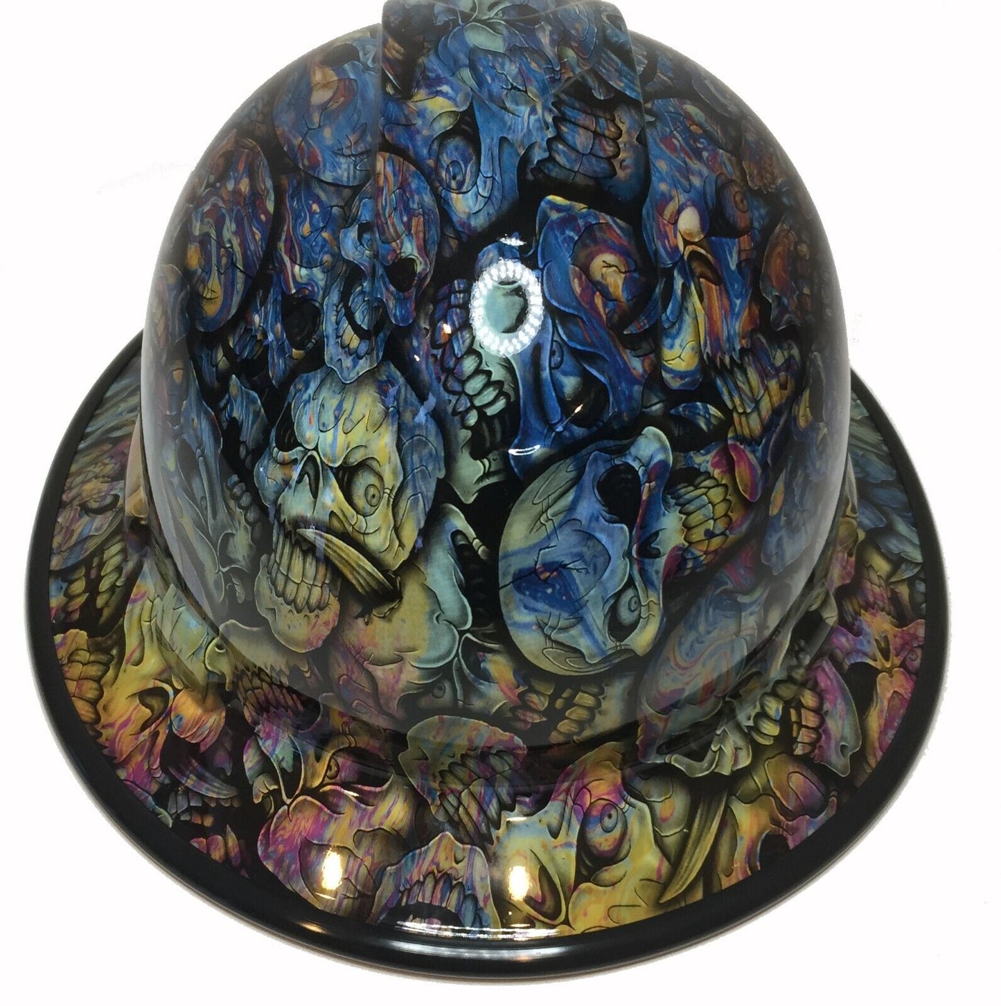 Hydro Dipped Hard Hat Ridgeline Full Brim Custom Oil Slick Insanity Skulls