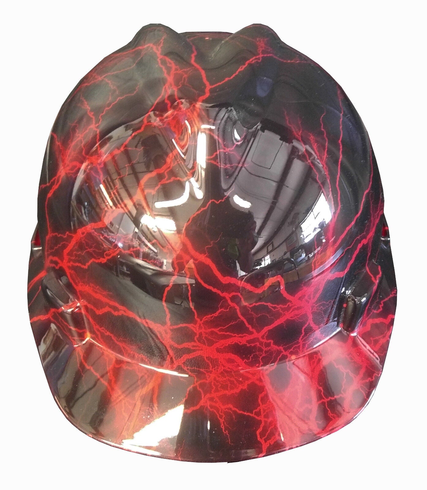 Hydro Dipped Hard Hat MSA Cap Style Red Lightning