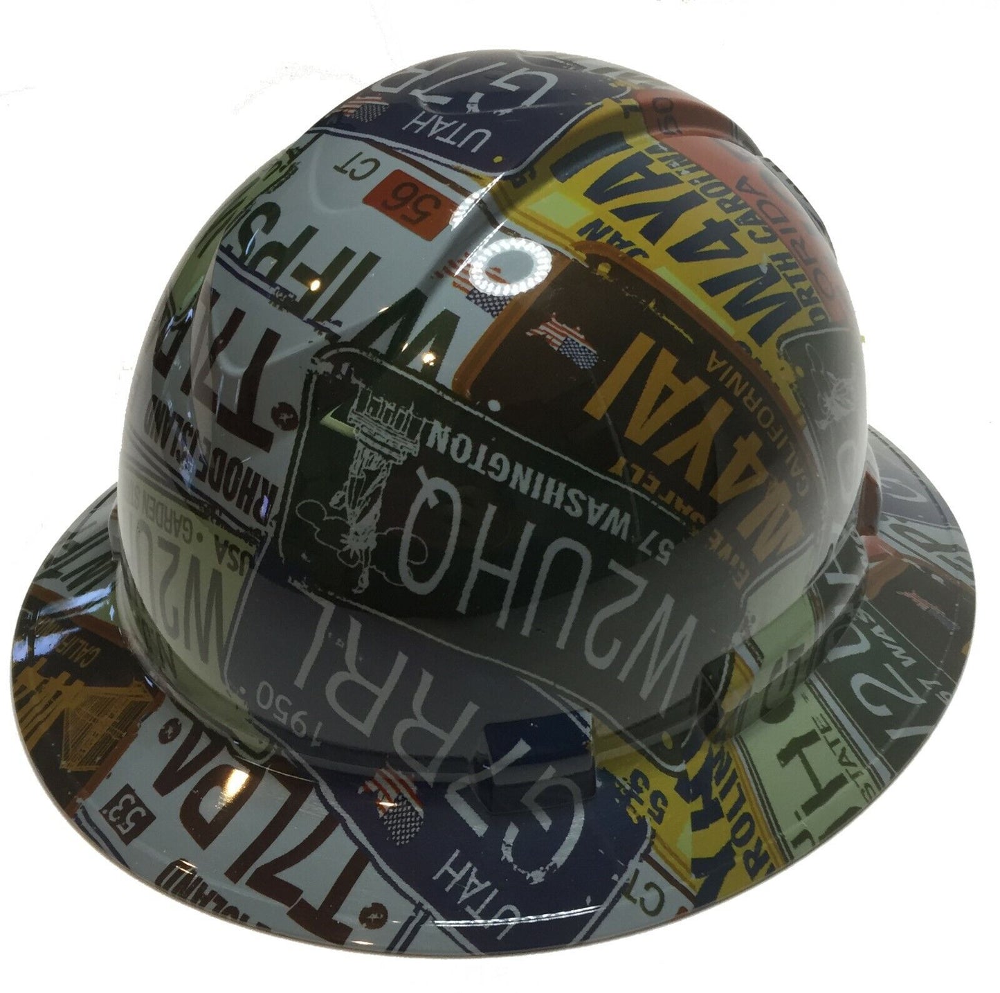 Hydro Dipped Hard Hat Ridgeline Full Brim Custom Slate Gray License Plates