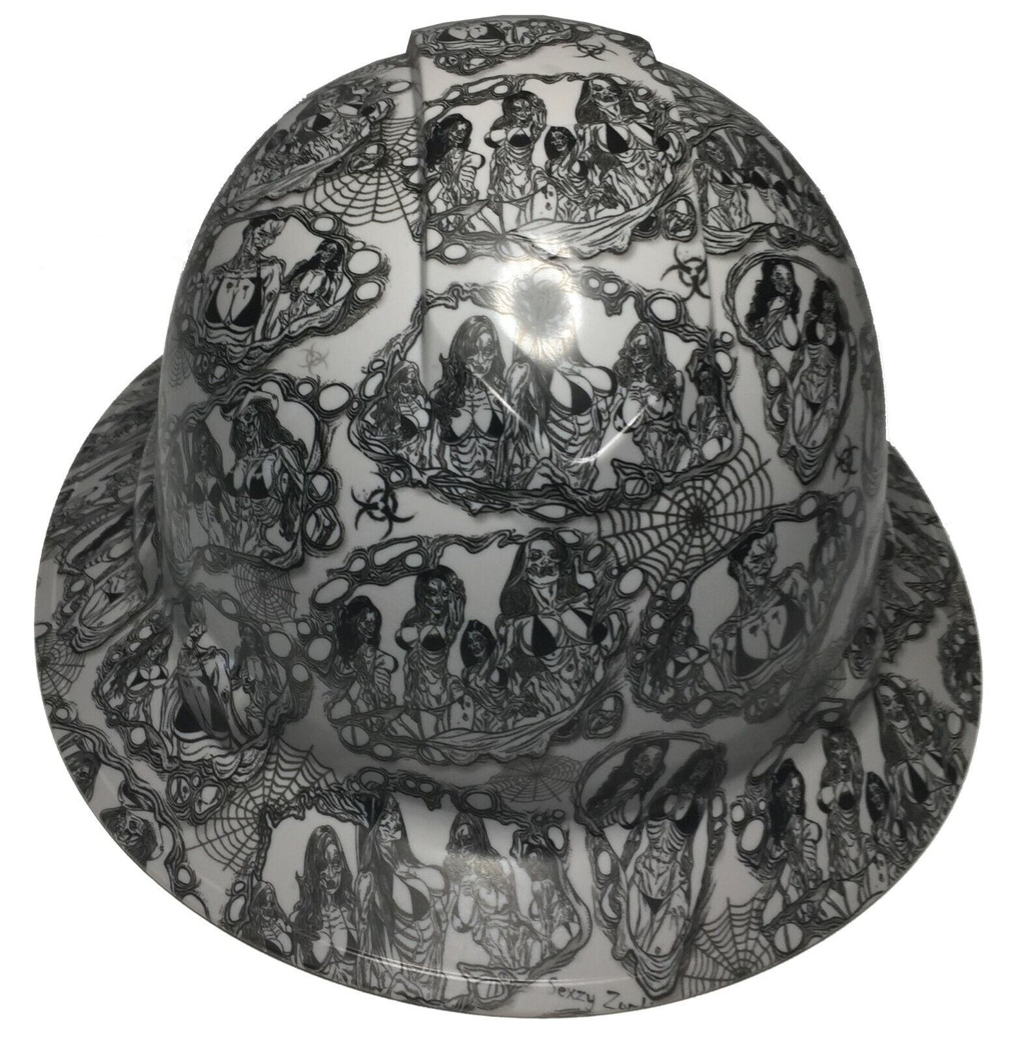 Hydro Dipped Hard Hat Ridgeline Full Brim Custom Light Gray Sexy Zombies