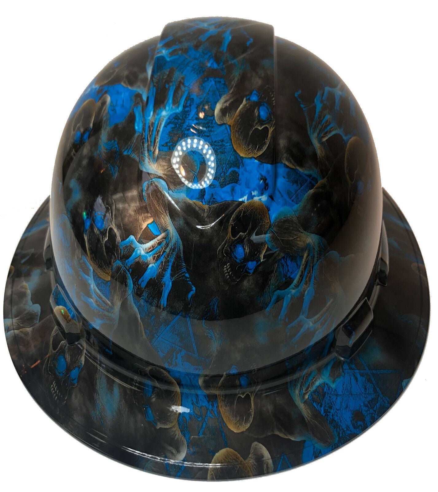 Custom Hydro Dipped Hard Hat Ridgeline Full Brim Blue Creeper