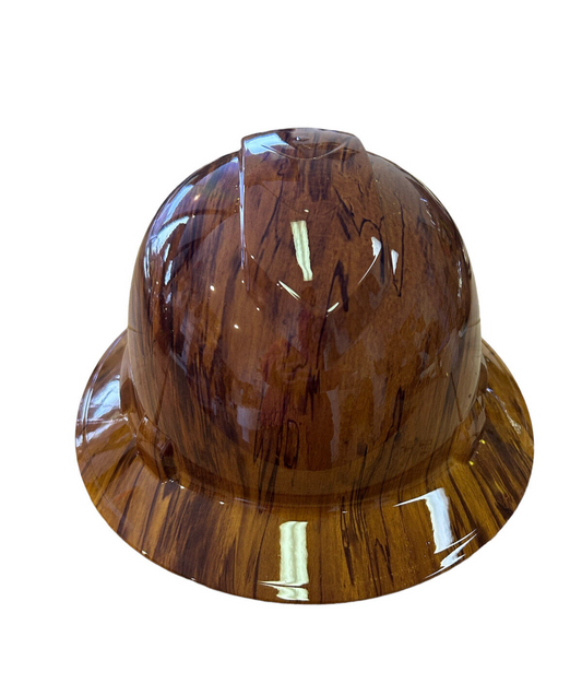 Hydro Dip Hard Hat Yellow Brown Oak Wood Grain Pyramex Ridgeline Protective