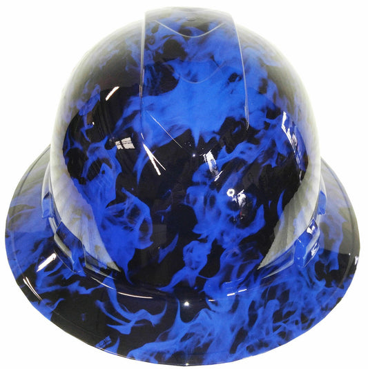 Hydro Dipped Custom Hard Hat Ridgeline Full Brim Dark Blue Flames