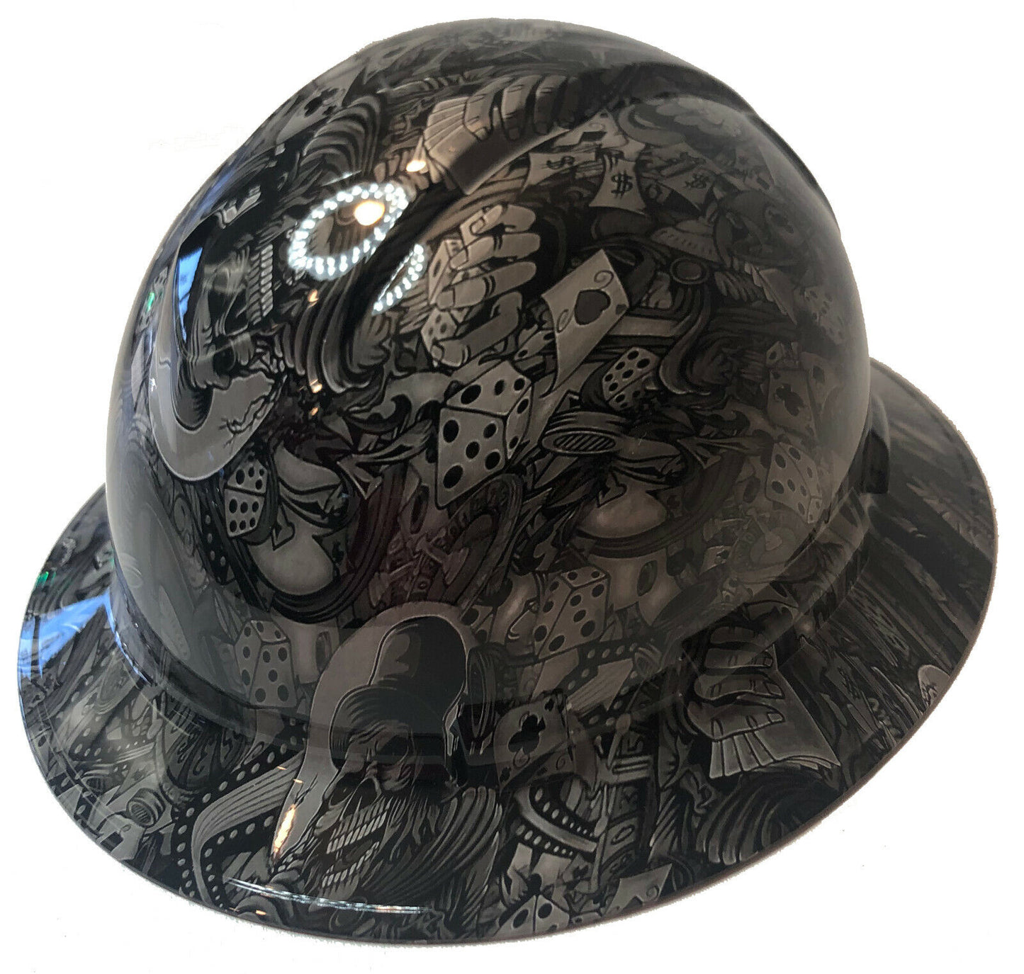 Custom Hydro Dipped Hard Hat Ridgeline Full Brim Light Gray Gambler