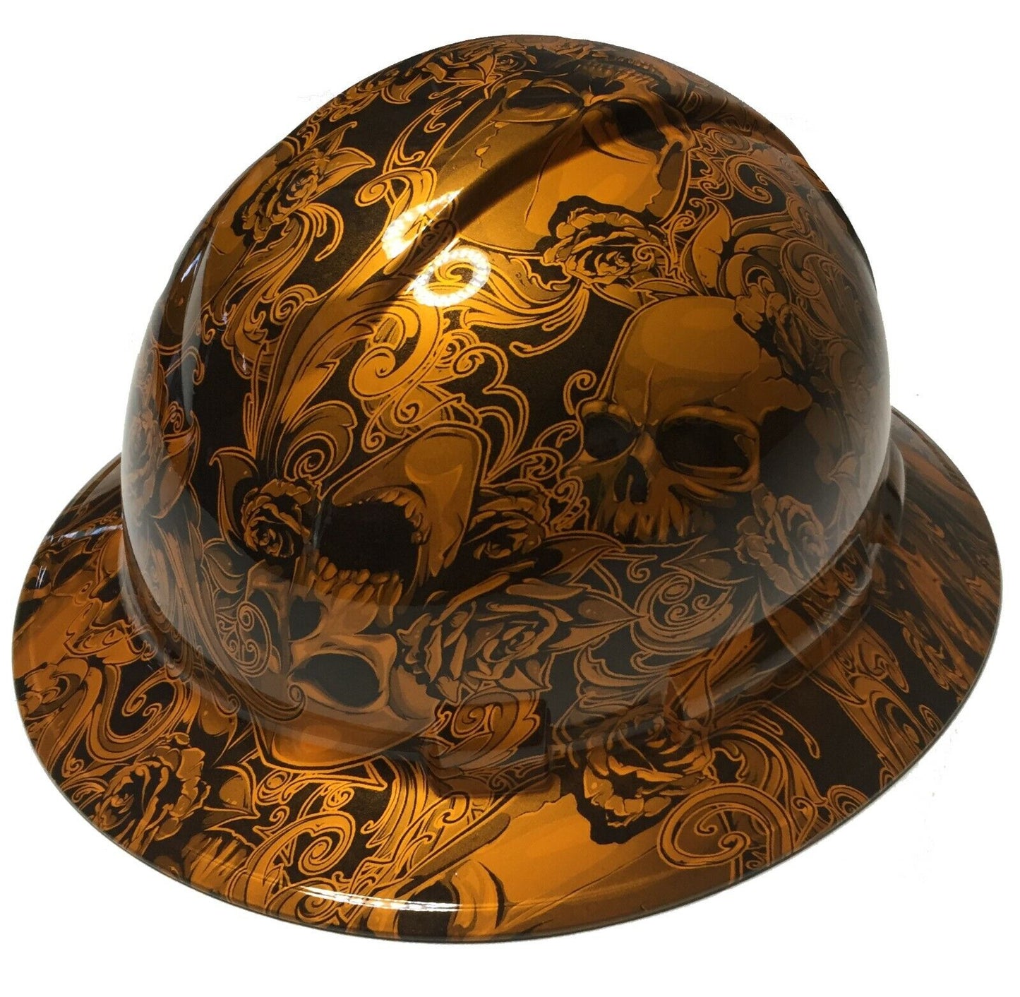 Hydro Dipped Custom Hard Hat Ridgeline Full Brim HOK Sunset Pearl Filigree Skull