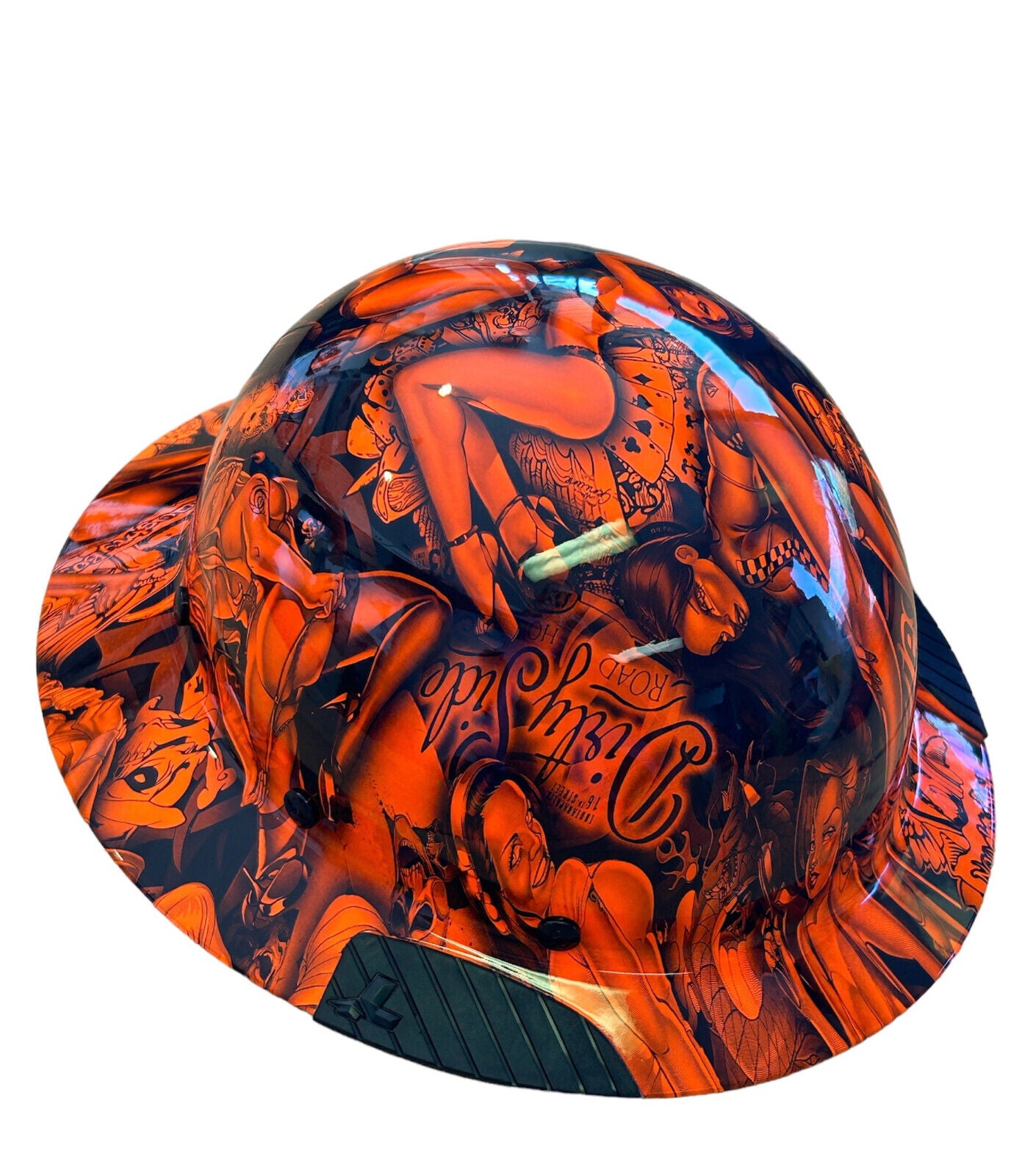 Hydro Dip HiVis Orange Naughty Boy Lift DAX Fiber HDF-15 Full Brim Hard Hat