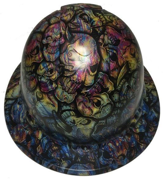 Hydro Dipped Hard Hat Ridgeline Full Brim Custom Oil Slick Insanity Skulls