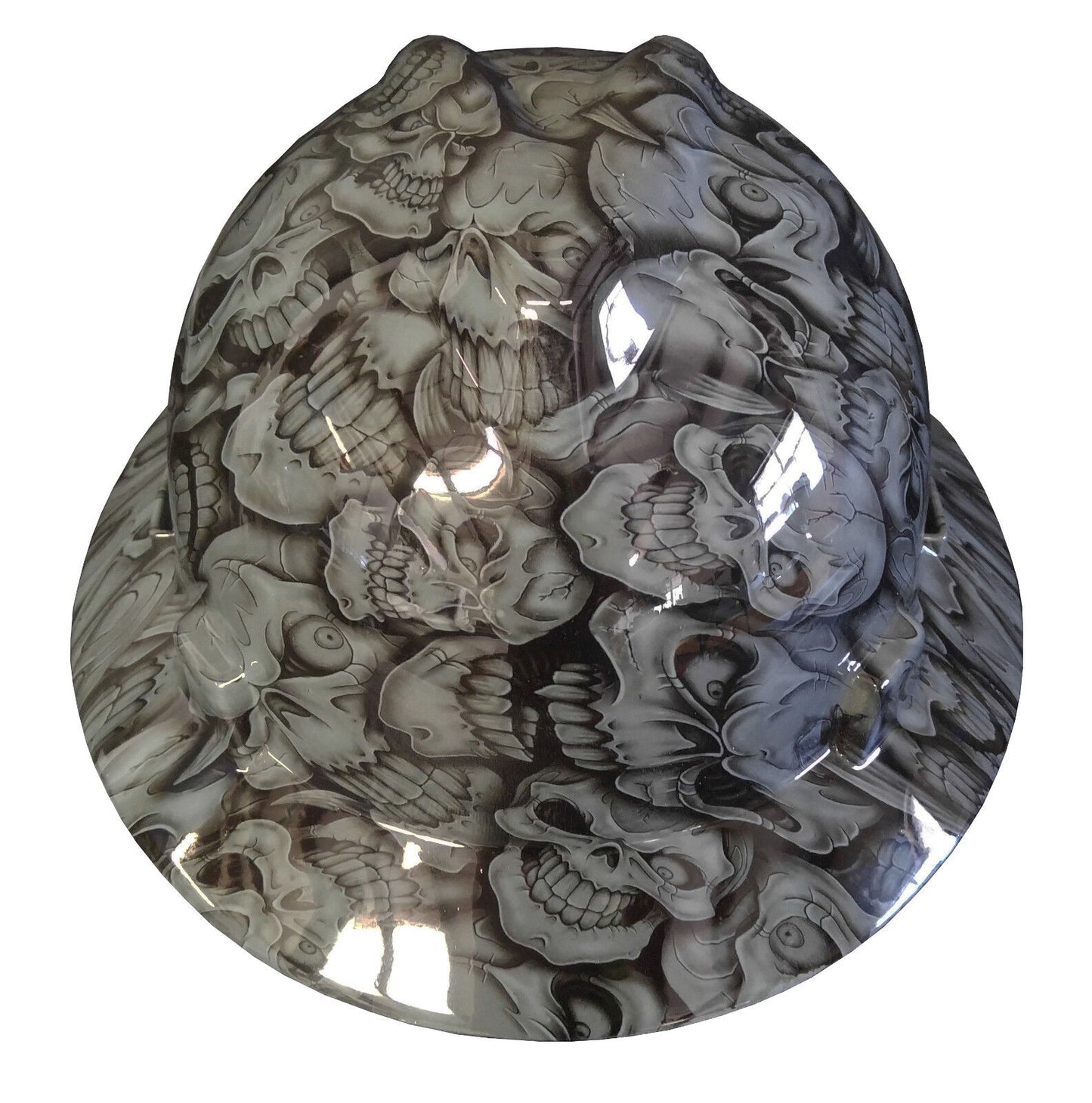 Custom Hydro Dipped Hard Hat MSA Full Brim Gray Insanity Skulls