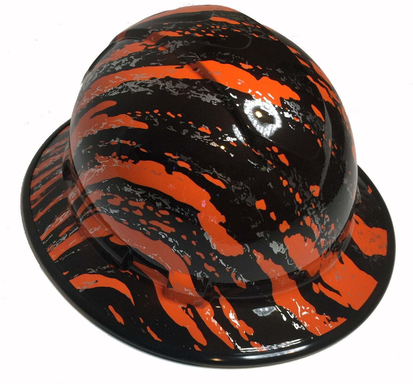 Hydro Dipped Hard Hat Ridgeline Full Brim Custom Orange Marble Splash