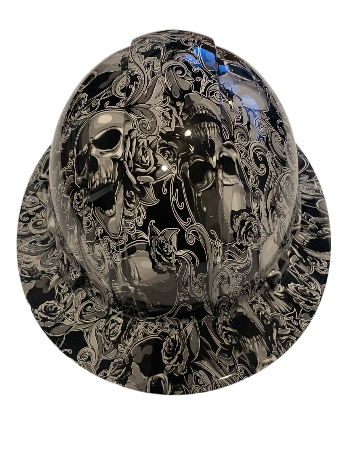 Hard Hat Ridgeline Full Brim Custom HydroDipped White Filigree Skulls