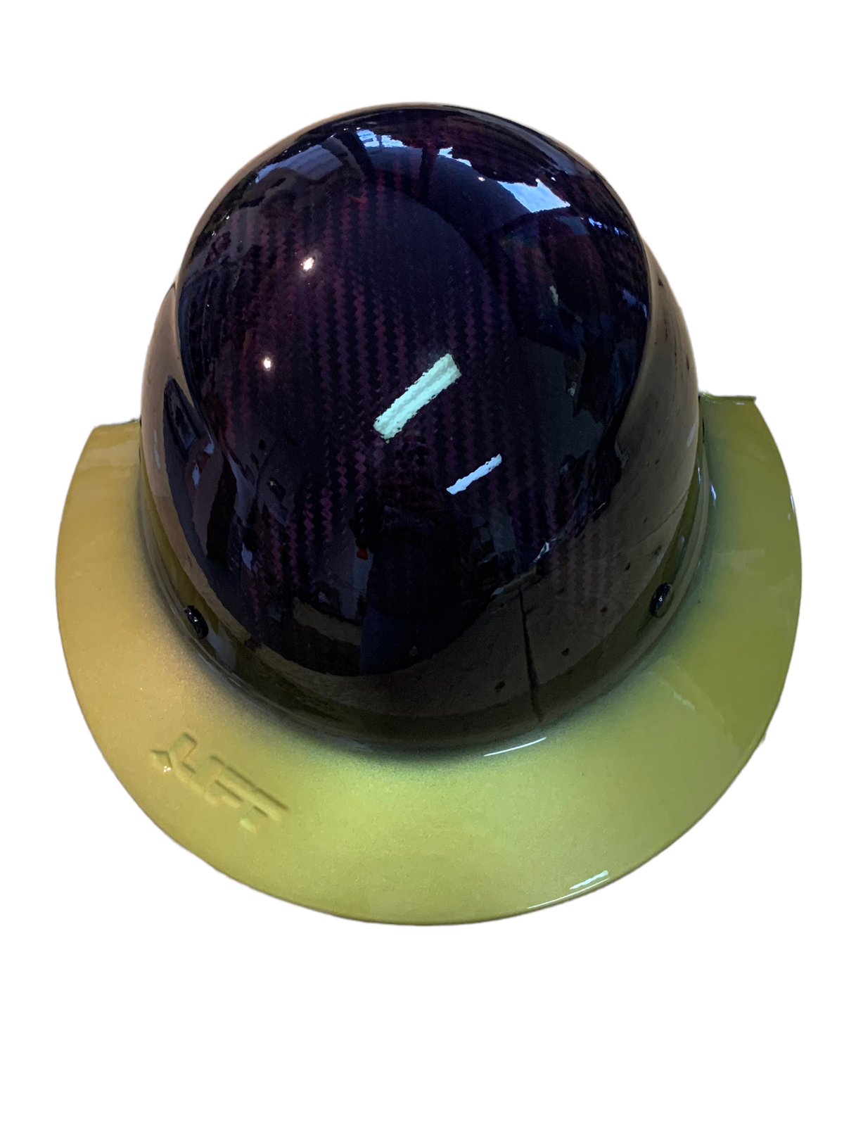 Custom Kandy Purple Carbon Fiber with Gold Brim Lift DAX Carbon Fiber FB Hard Hat