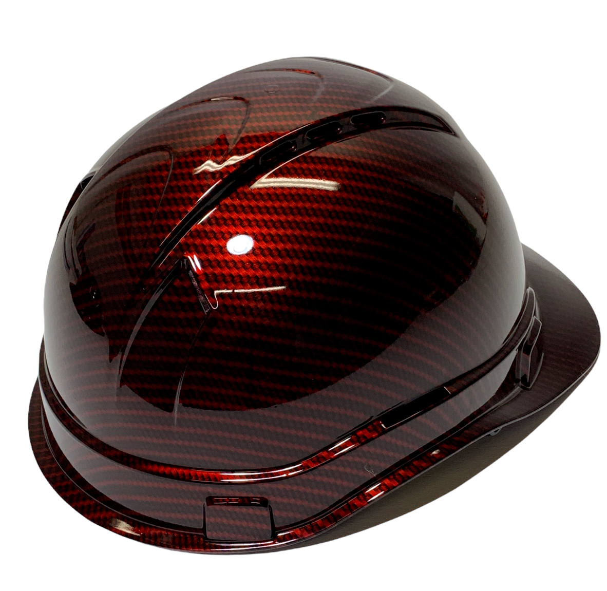 Custom Hard Hat Hydro Dipped Carbon Fiber Kandy Red Ridgeline Vented Cap Style