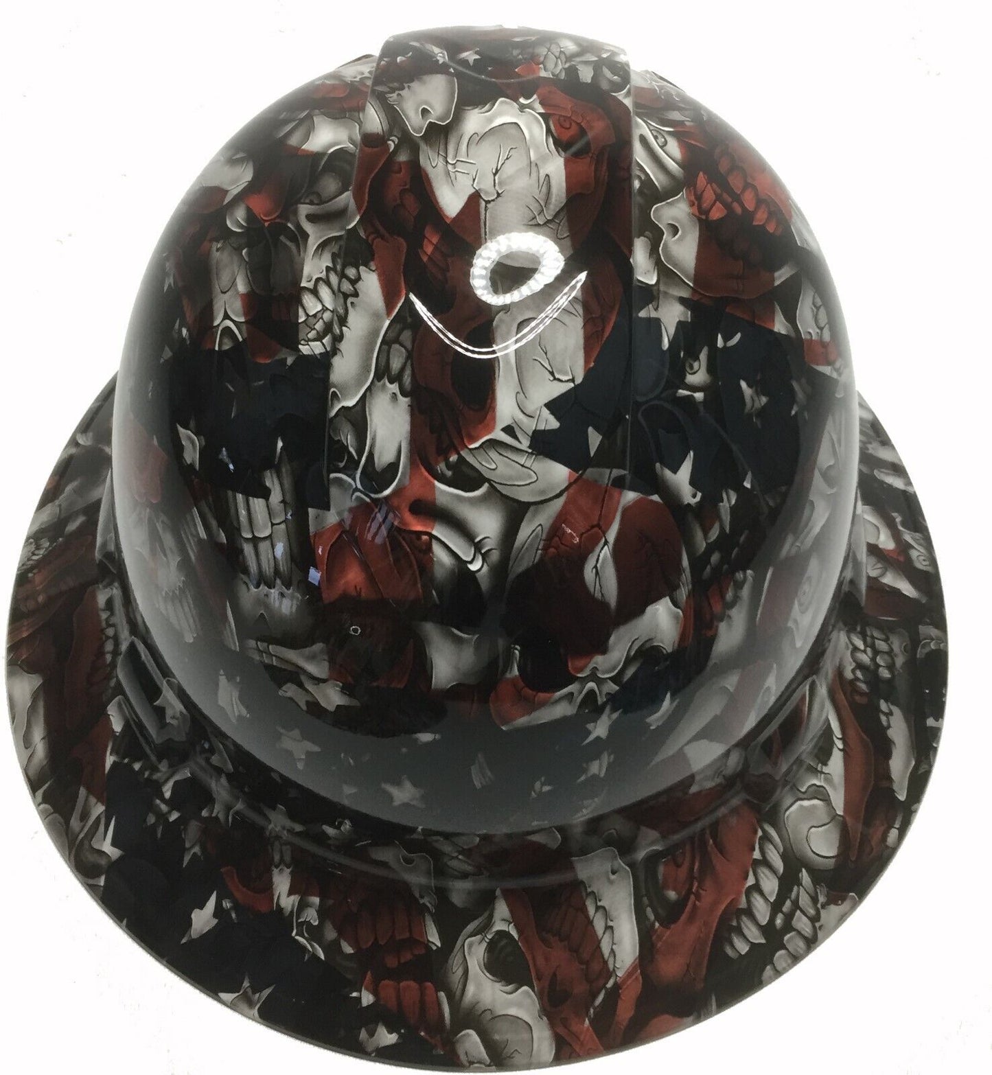 Hydro Dipped Custom Hard Hat Ridgeline Full Brim American Flag Insanity Skulls