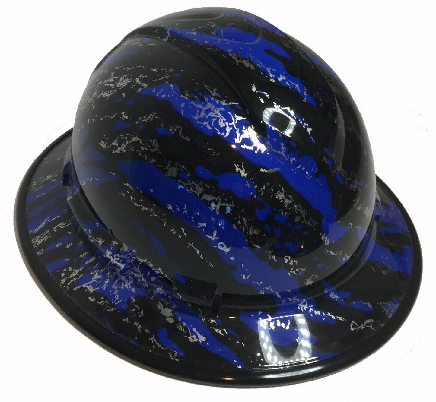 Hydro Dipped Hard Hat Ridgeline Full Brim Custom Dark Blue Marble Splash