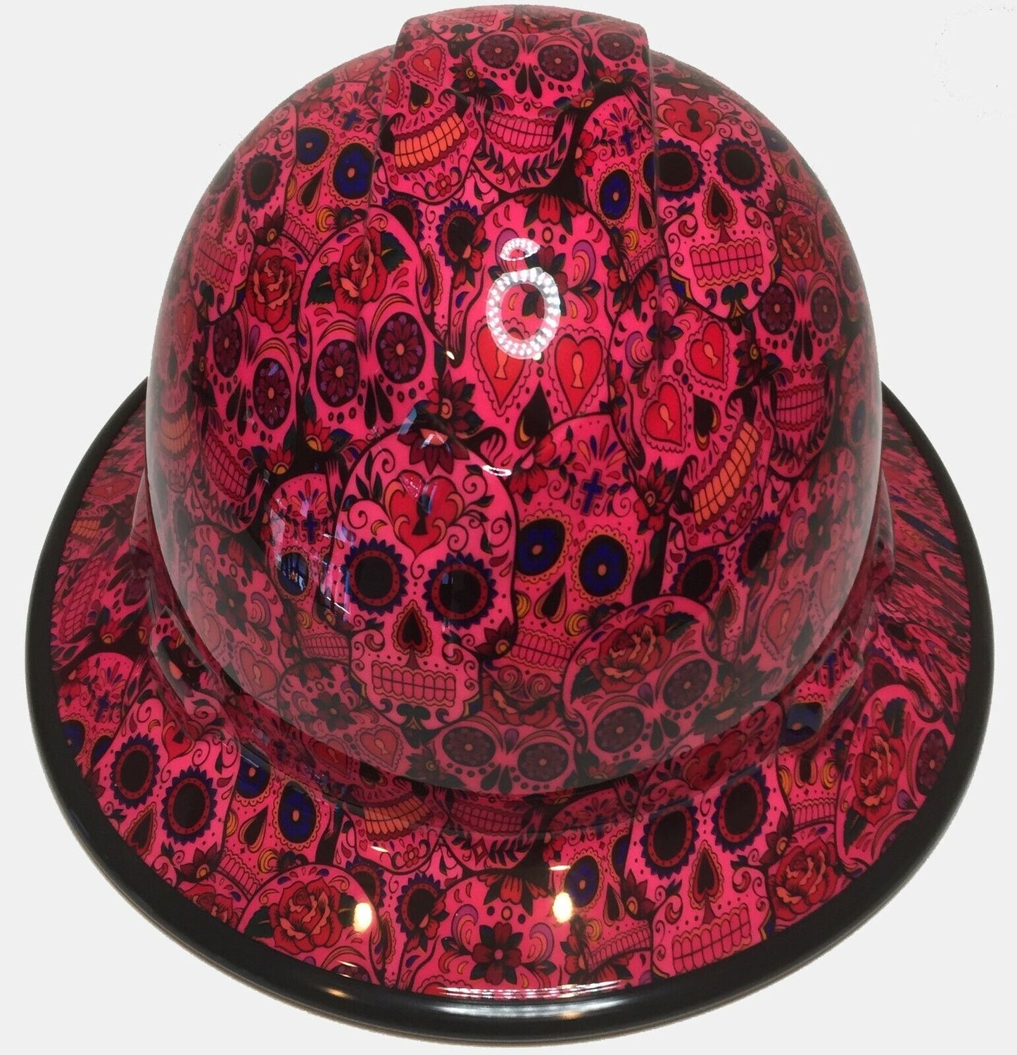 Hydro Dipped Hard Hat Ridgeline Full Brim Custom Pink Sugar Skulls