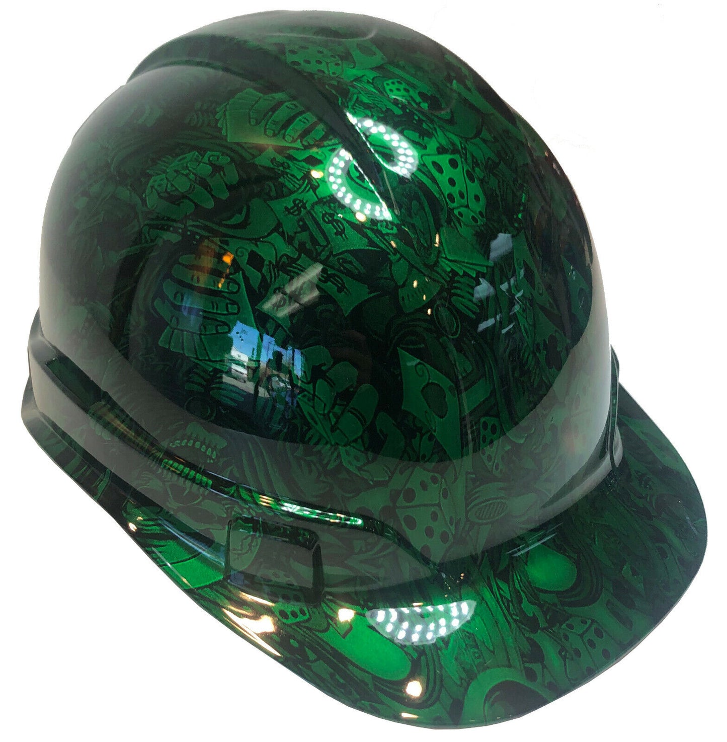 Custom Hydro Dipped Hard Hat Ridgeline Cap Style Kandy Green Gambler