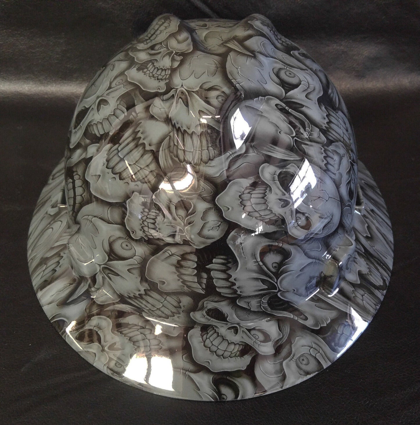 Custom Hydro Dipped Hard Hat MSA Full Brim Gray Insanity Skulls