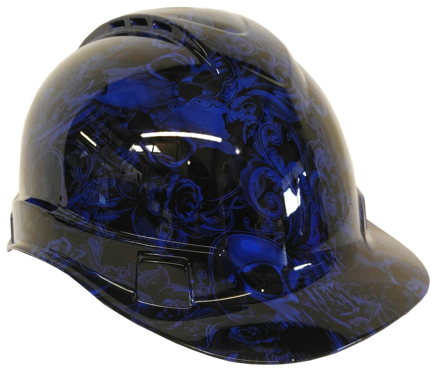 Hydro Dipped Custom Hard Hat MSA Full Brim Grey Insanity With Chrome EdgeGard