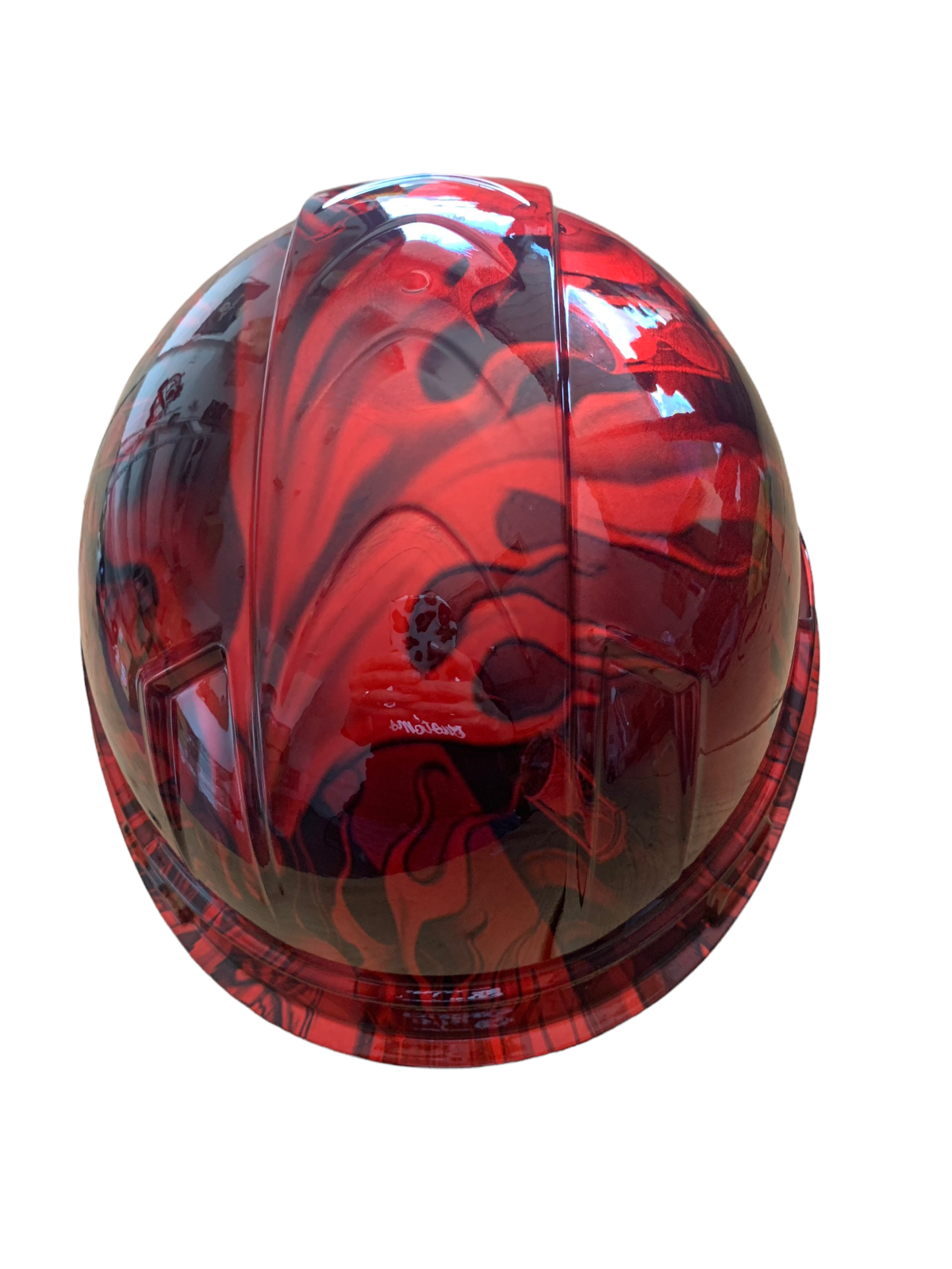 Custom Hydro Dipped Hard Hat Ridgeline Cap Style Kandy Red Ace of Skulls