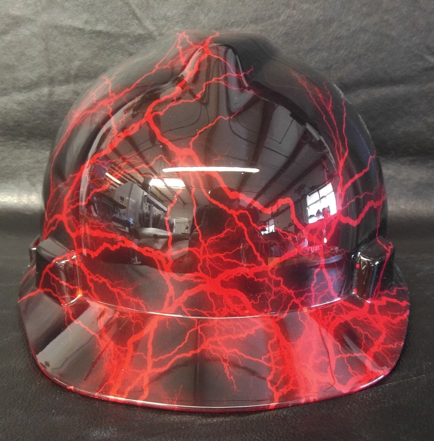 Hydro Dipped Hard Hat MSA Cap Style Red Lightning