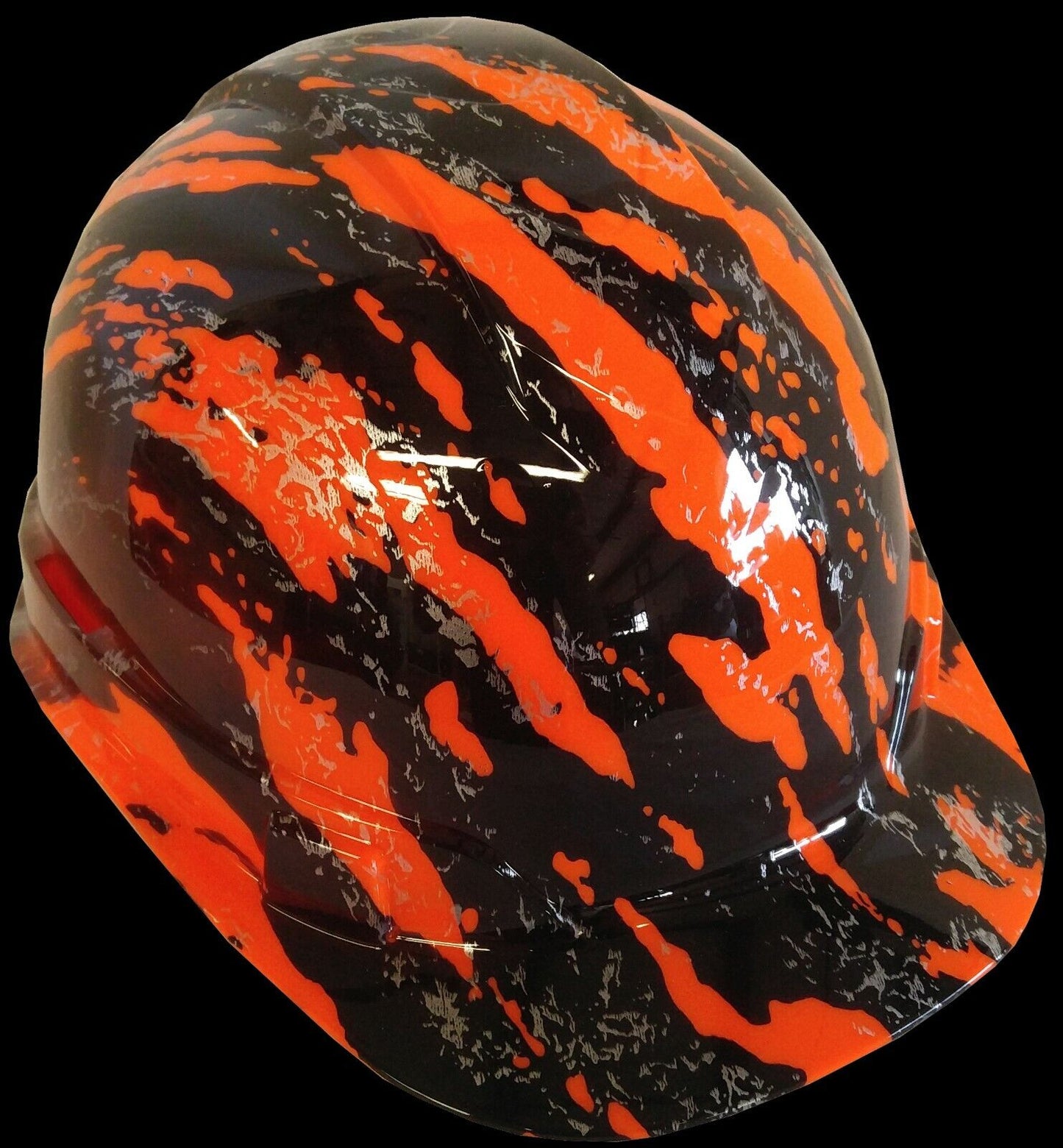 Hydro Dipped Hard Hat Ridgeline Cap Style Custom HiVis Orange Marble Splash