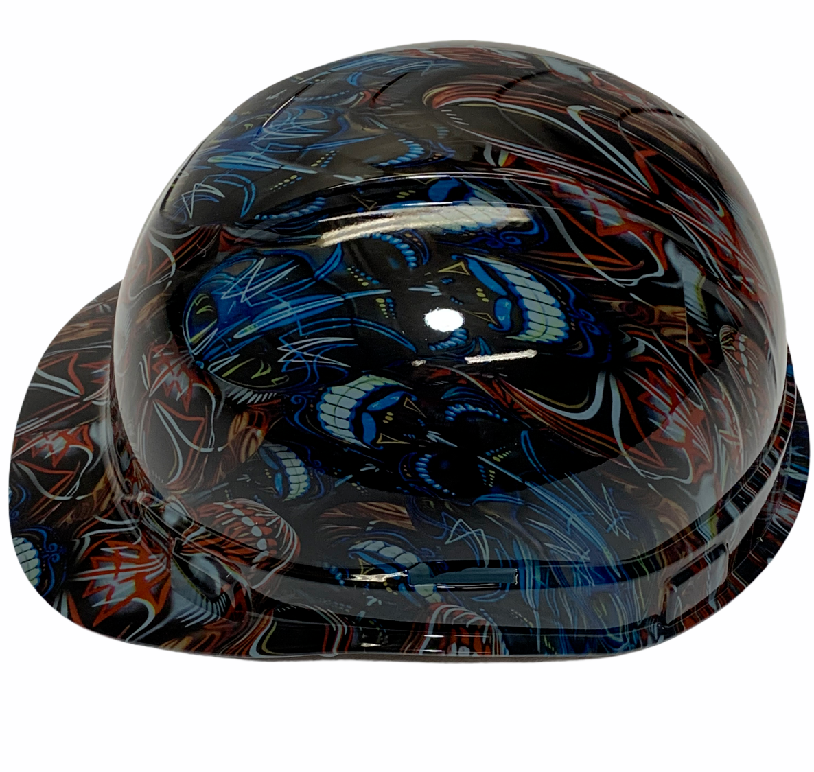 Hard Hat Ridgeline Hydro Dipped Cap Style Custom Pinstripe Skulls Colored