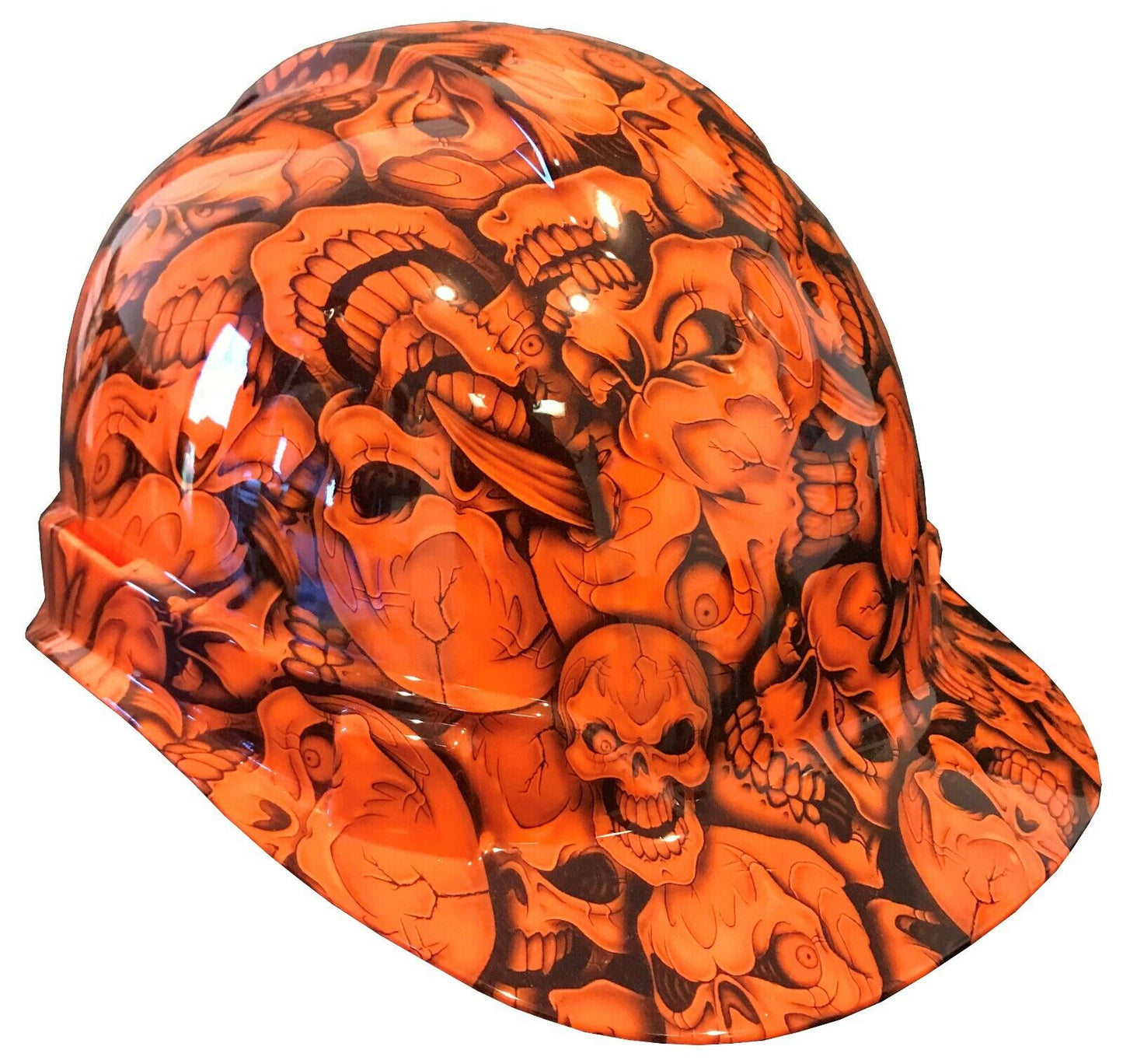 Hydro Dipped Hard Hat Ridgeline Cap Style Custom HiVis Orange Insanity Skulls